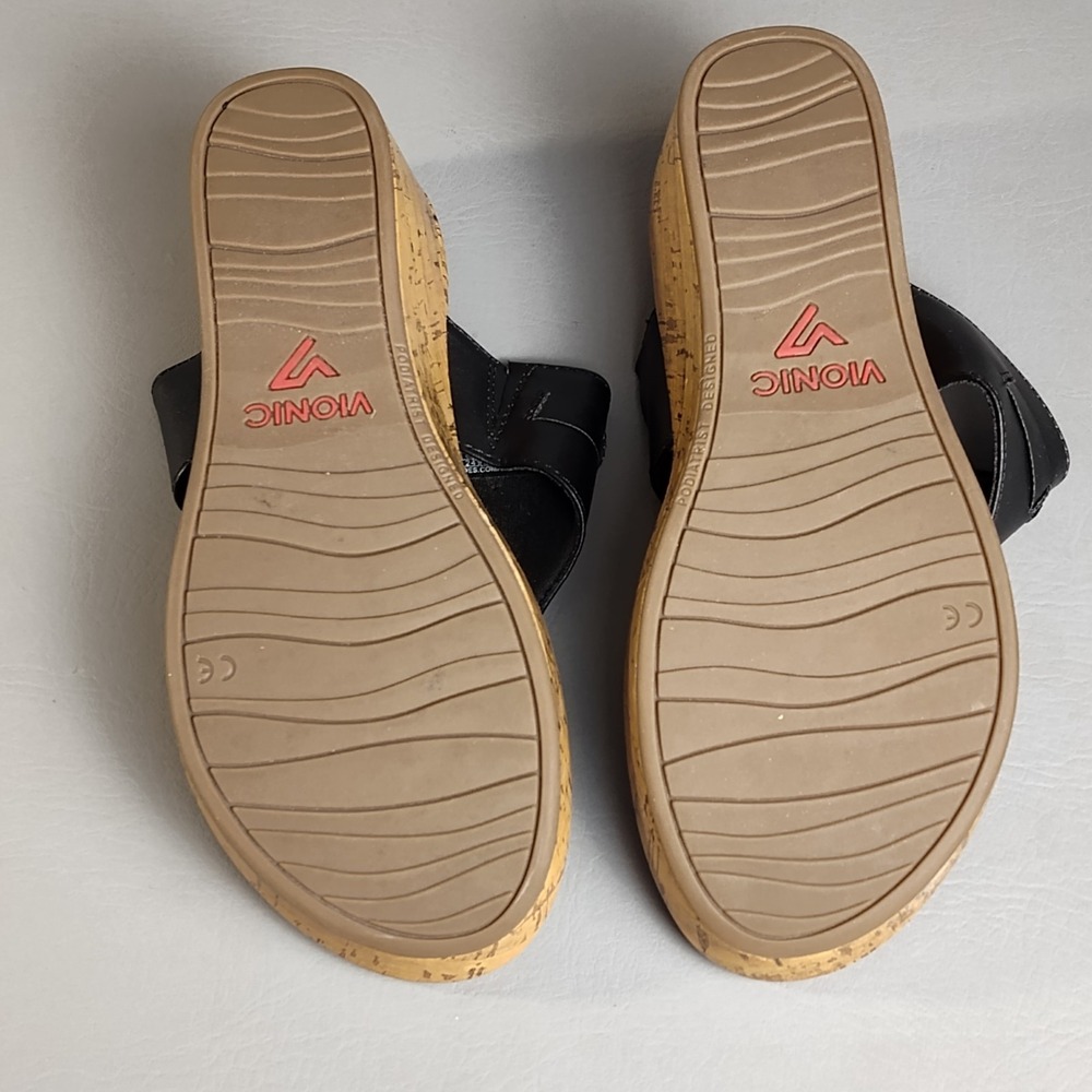 Vionic Atlantic Cameron Natural Womens Faux Leather Cork Thong Wedge Sz 7 - Picture 15 of 16